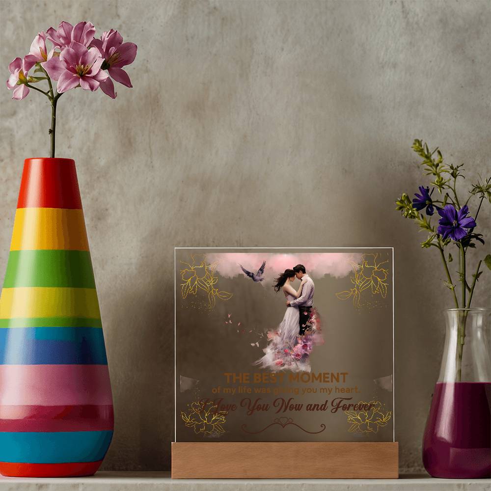 The Best Moment Printed Square Shaped Acrylic Plaque-Express Your Love Gifts