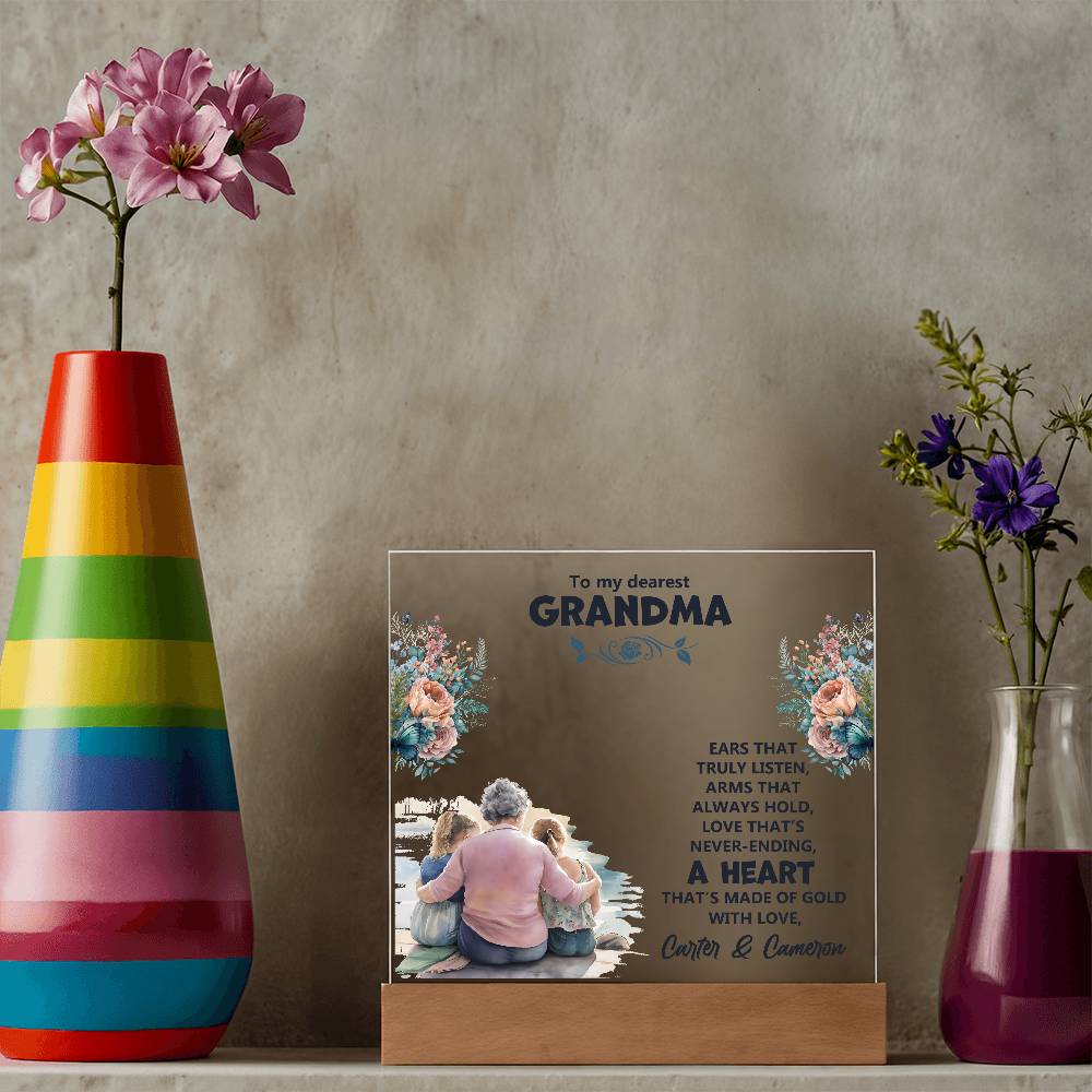 To My Dearest Grandma Printed Square Shaped Acrylic Plaque-Express Your Love Gifts