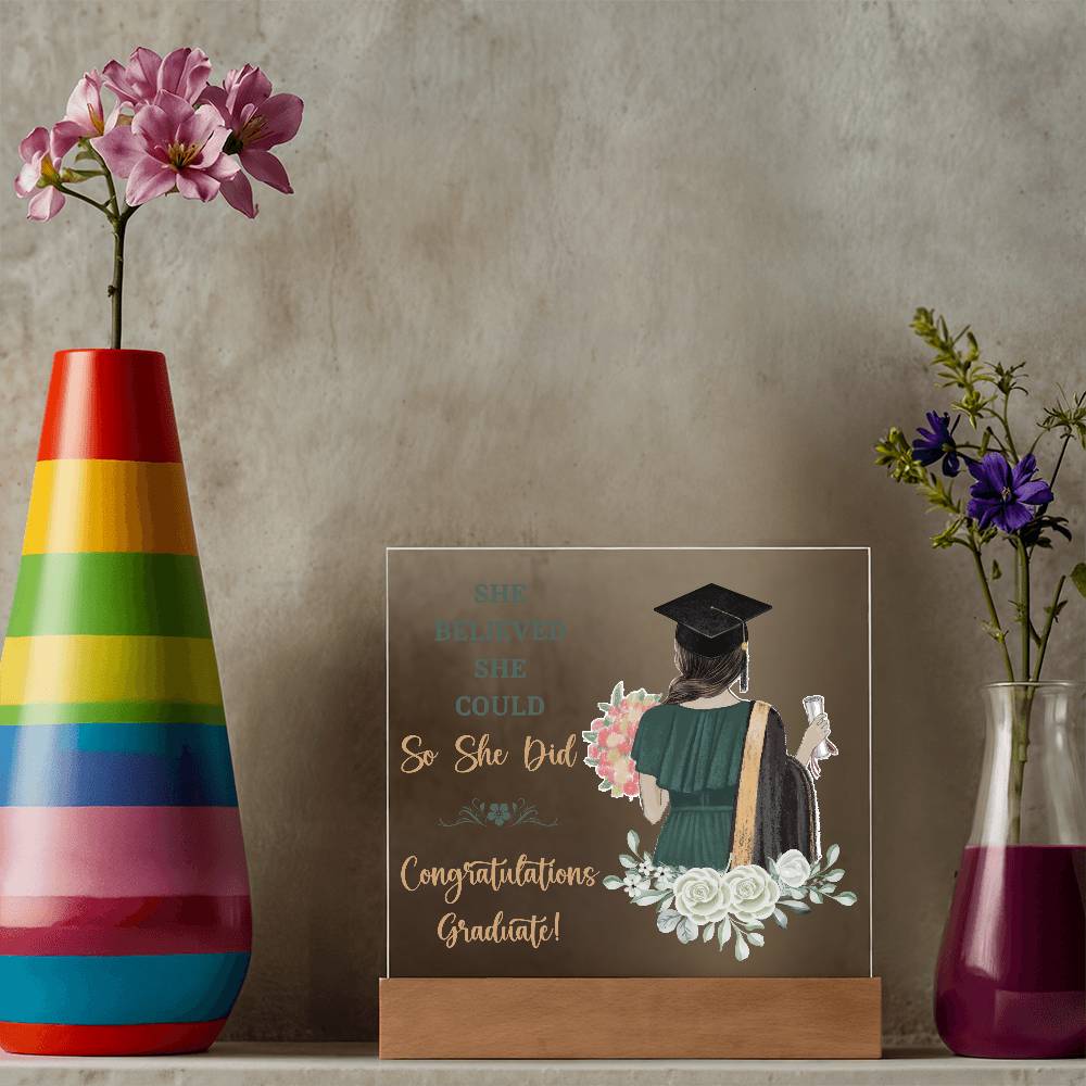 Graduation So She Did Printed Square Shaped Acrylic Plaque-Express Your Love Gifts
