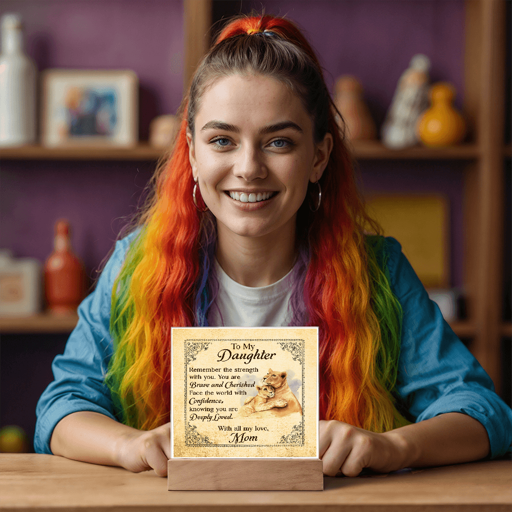 To My Daughter From Mom Deeply Loved Printed Square Shaped Acrylic Plaque-Express Your Love Gifts