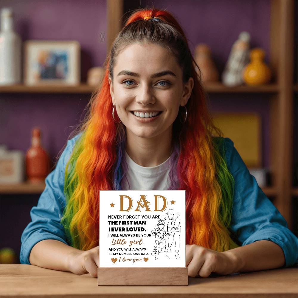 Dad Never Forget Printed Square Shaped Acrylic Plaque-Express Your Love Gifts