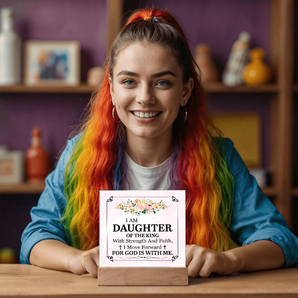 Personalized To My Daughter I Am Daughter of the King Printed Square Shaped Acrylic Plaque-Express Your Love Gifts