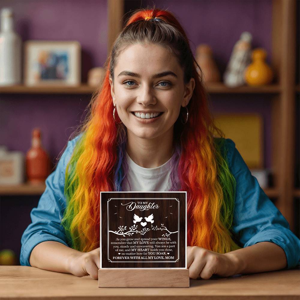 Personalized To My Daughter From Mom My Love Printed Square Shaped Acrylic Plaque-Express Your Love Gifts