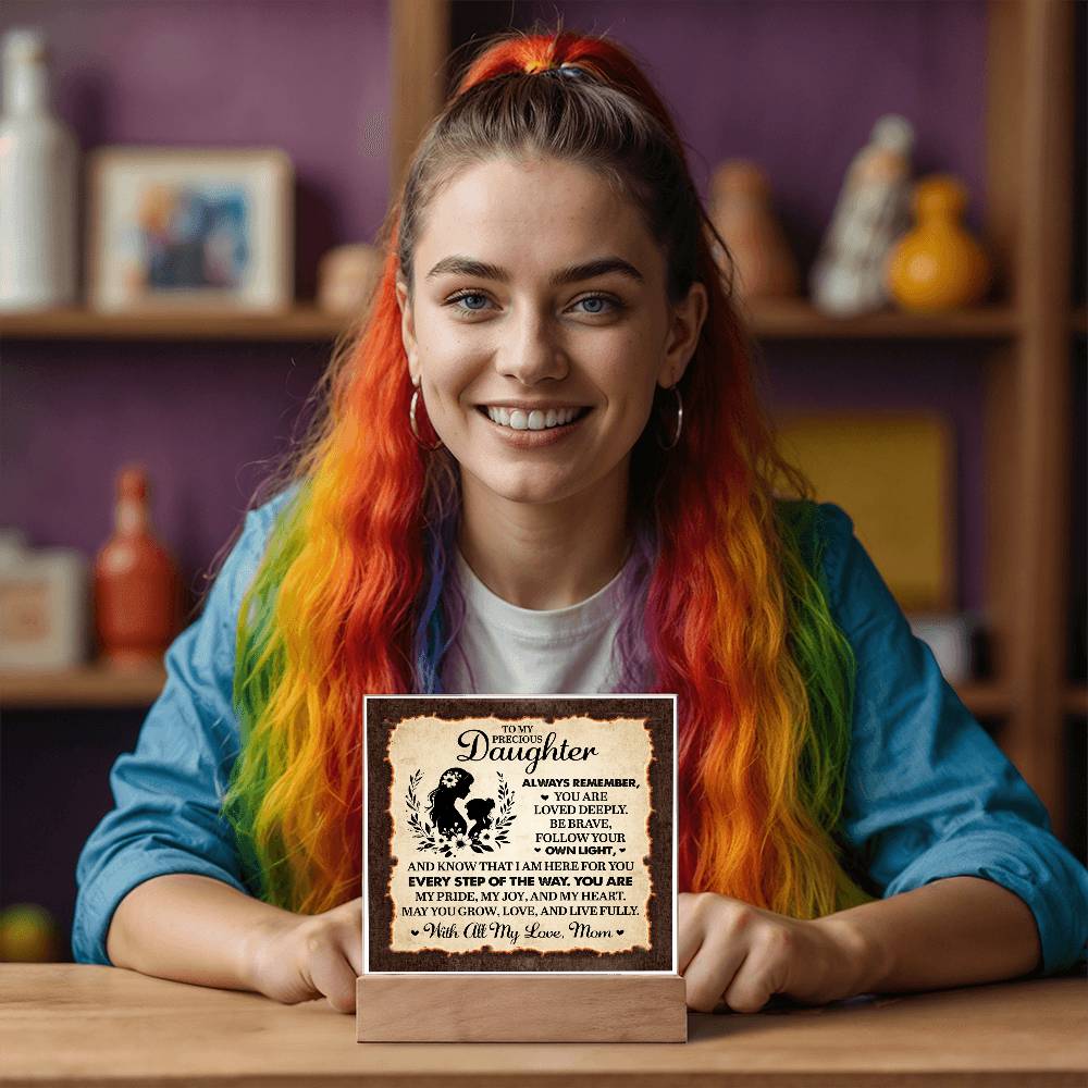 To My Daughter From Mom Always Remember Printed Square Shaped Acrylic Plaque-Express Your Love Gifts