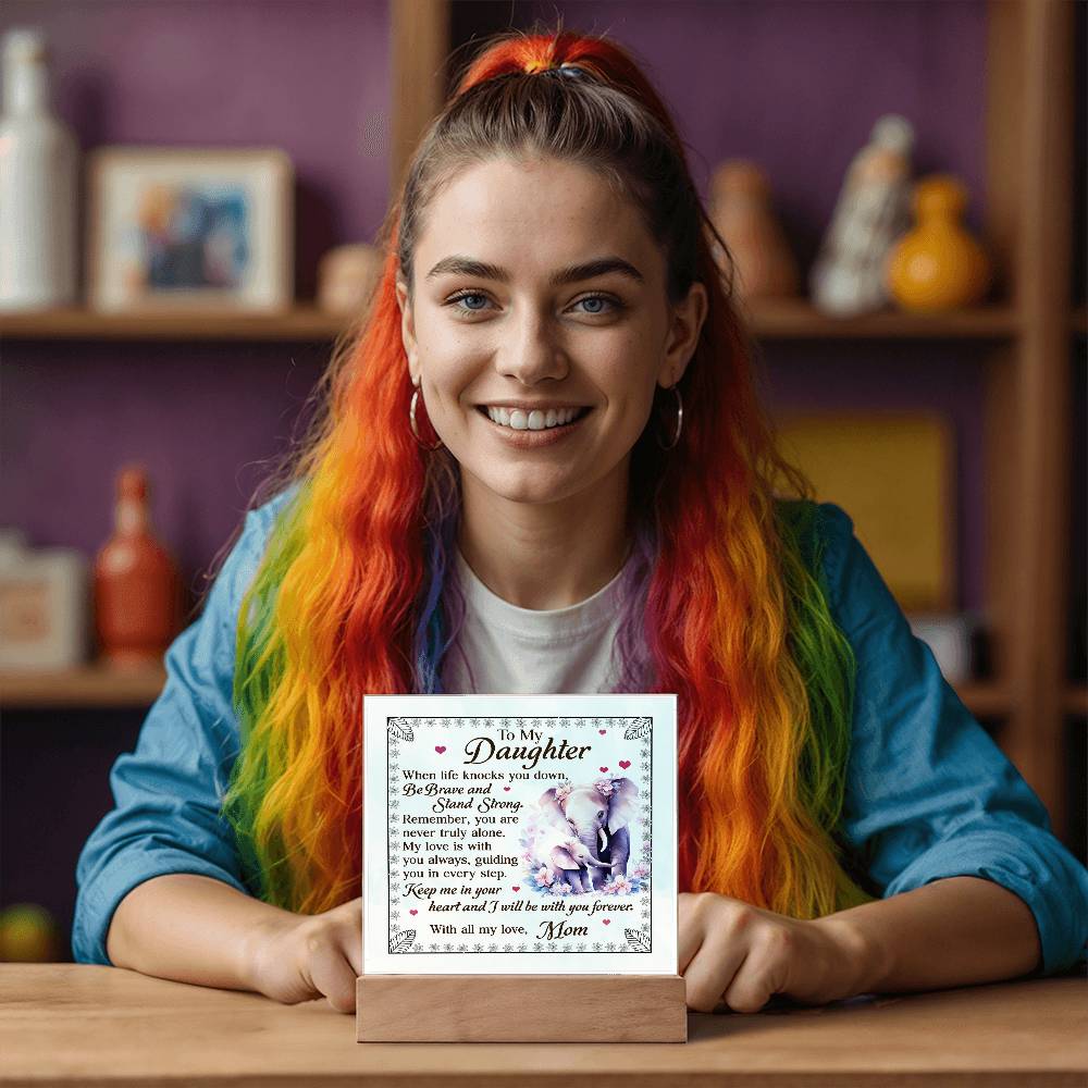 To My Daughter From Mom Be Brave Printed Square Shaped Acrylic Plaque-Express Your Love Gifts