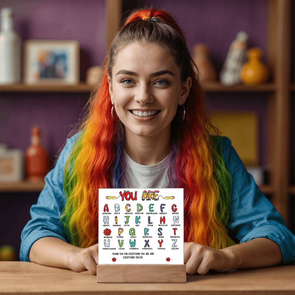 Teacher's ABC Printed Square Shaped Acrylic Plaque-Express Your Love Gifts