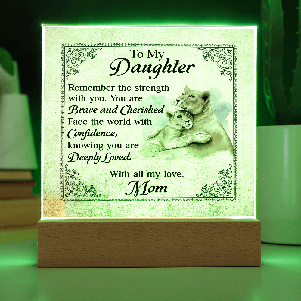 To My Daughter From Mom Deeply Loved Printed Square Shaped Acrylic Plaque-Express Your Love Gifts