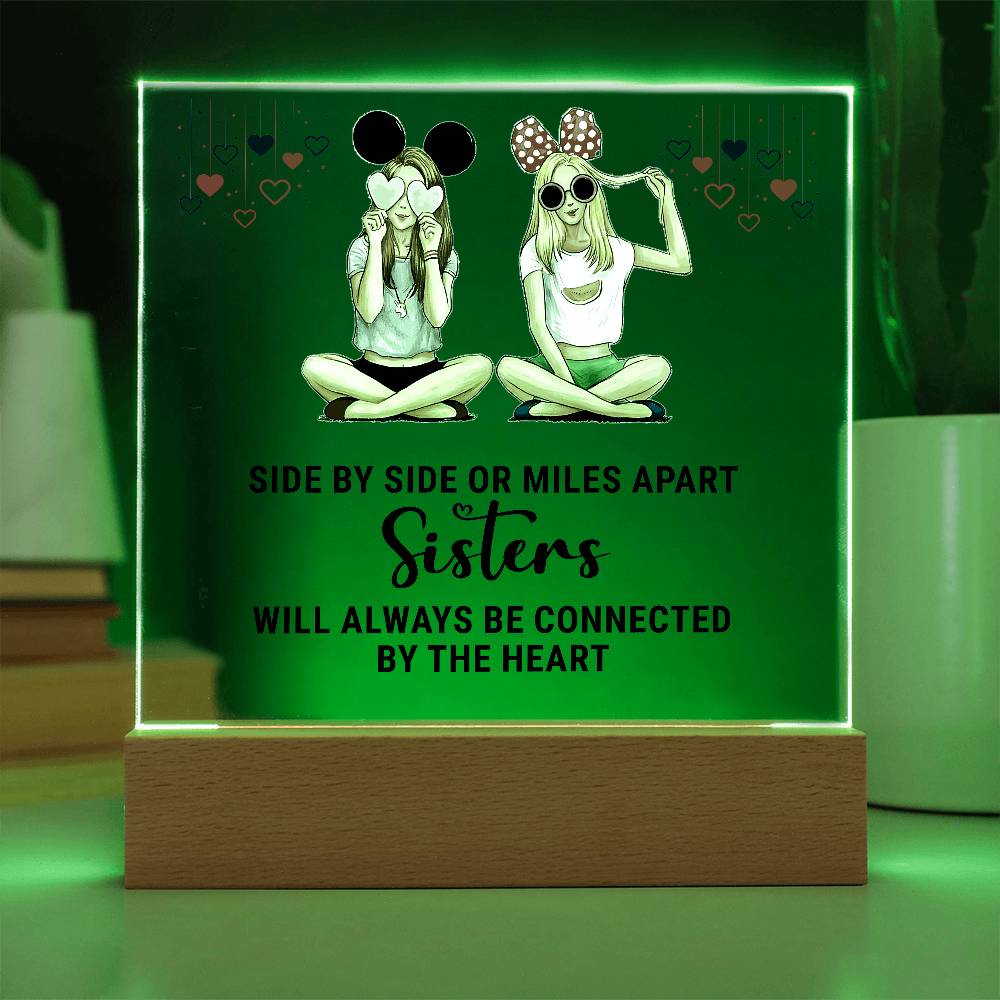 Sisters Side by Side Printed Square Shaped Acrylic Plaque-Express Your Love Gifts