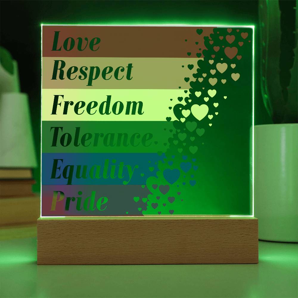 LGBTQLove Respect Fre Printed Square Shaped Acrylic Plaque edom Tolerance Equality Pride-Express Your Love Gifts