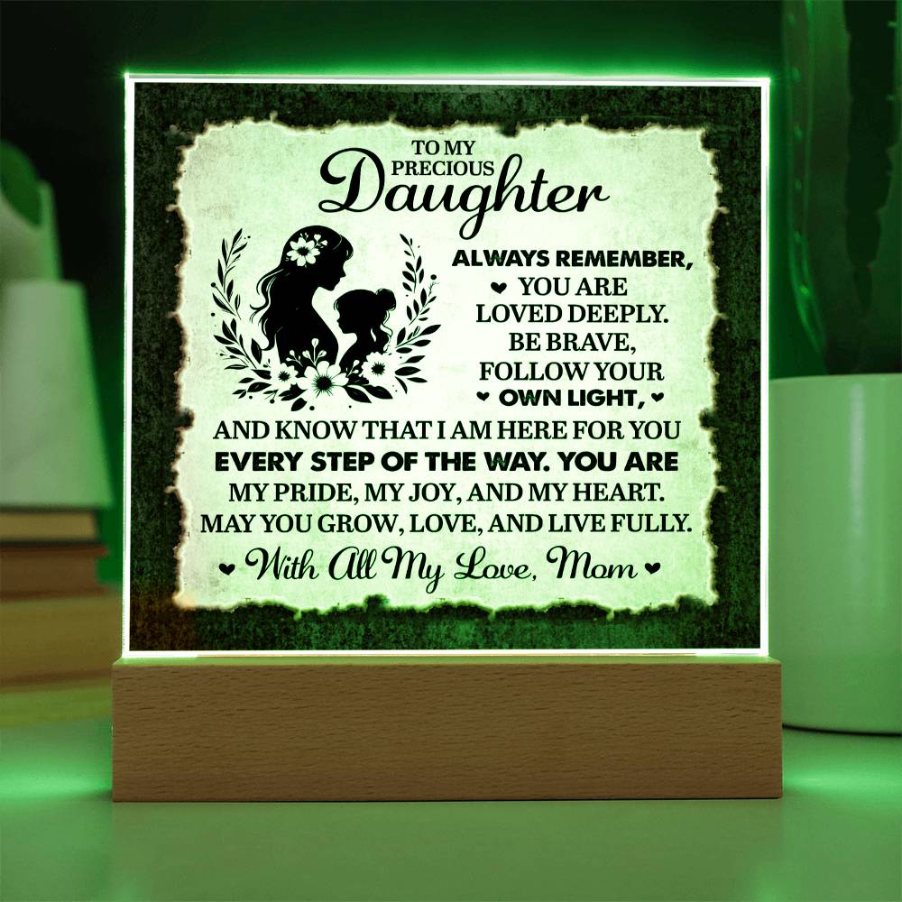 To My Daughter From Mom Always Remember Printed Square Shaped Acrylic Plaque-Express Your Love Gifts