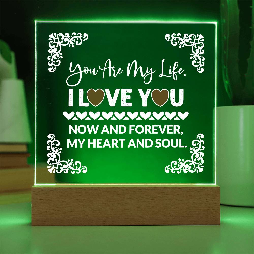 You Are My Life Printed Square Shaped Acrylic Plaque-Express Your Love Gifts