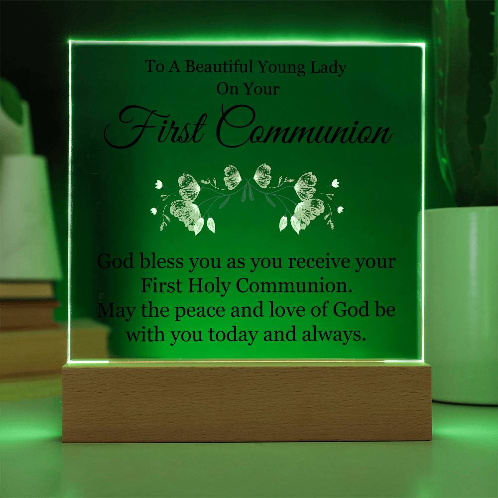 First Communion Printed Square Shaped Acrylic Plaque-Express Your Love Gifts