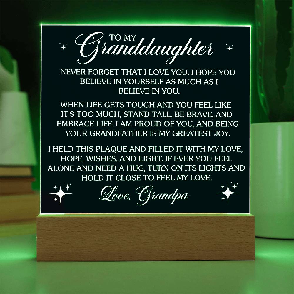 To Granddaughter From Grandpa Never That I Love You Printed Square Shaped Acrylic Plaque-Express Your Love Gifts