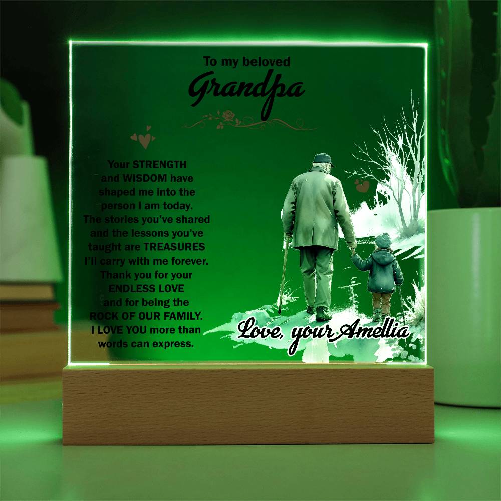 To My Beloved Grandpa Printed Square Shaped Acrylic Plaque-Express Your Love Gifts