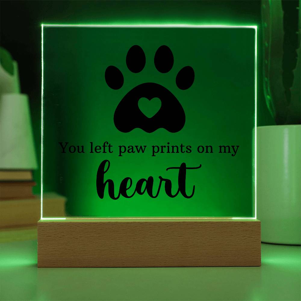 Paw Print Printed Square Shaped Acrylic Plaque-Express Your Love Gifts