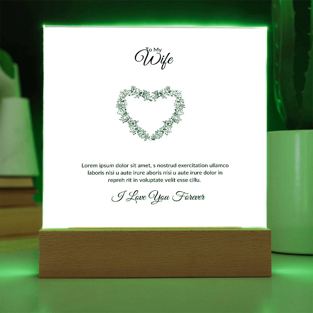 To My Wife Lorem Ipsum Heart Printed Square Shaped Acrylic Plaque-Express Your Love Gifts