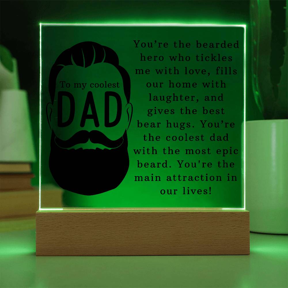 To the Coolest Dad Printed Square Shaped Acrylic Plaque-Express Your Love Gifts