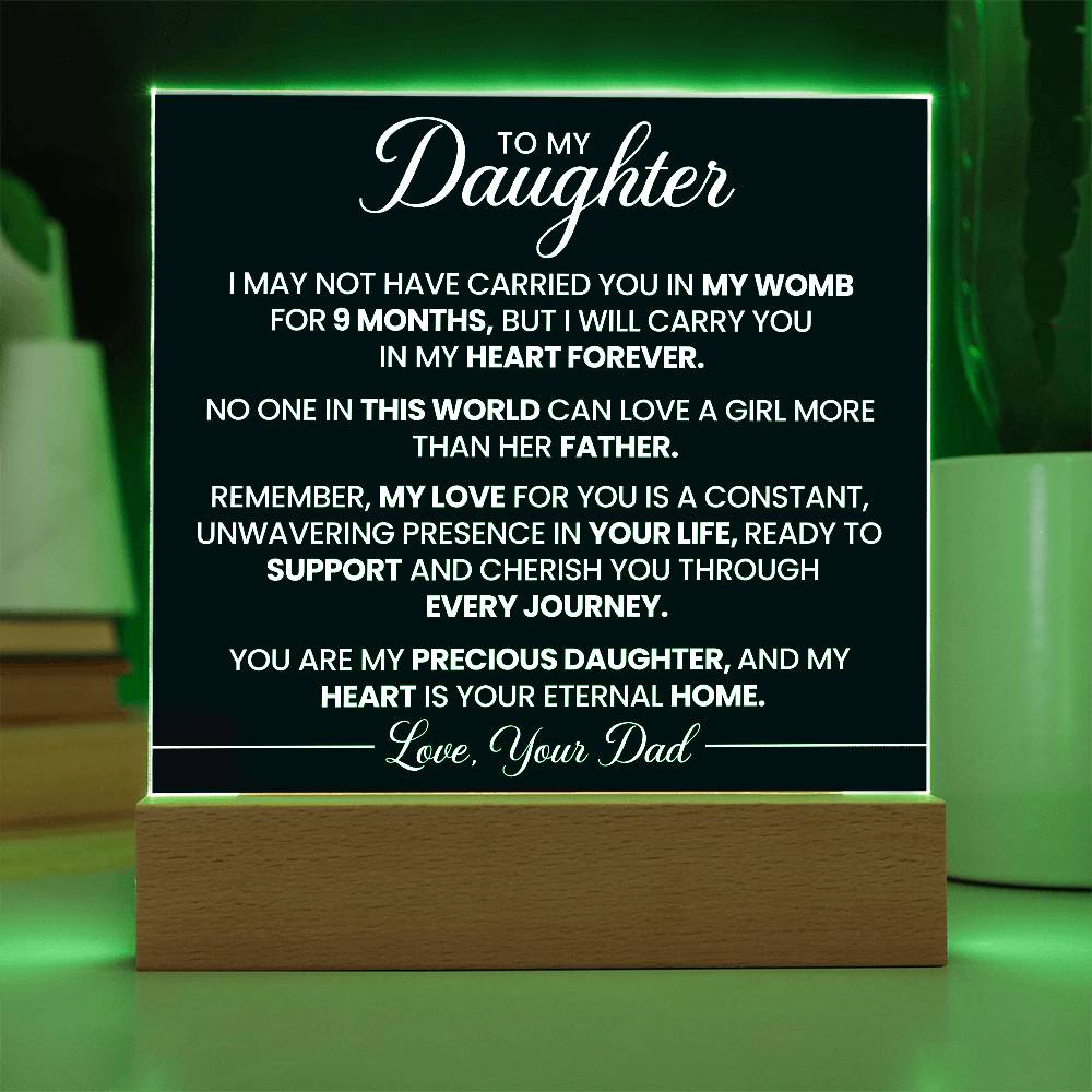 To Daughter From Dad In My Heart Forever Printed Square Shaped Acrylic Plaque-Express Your Love Gifts