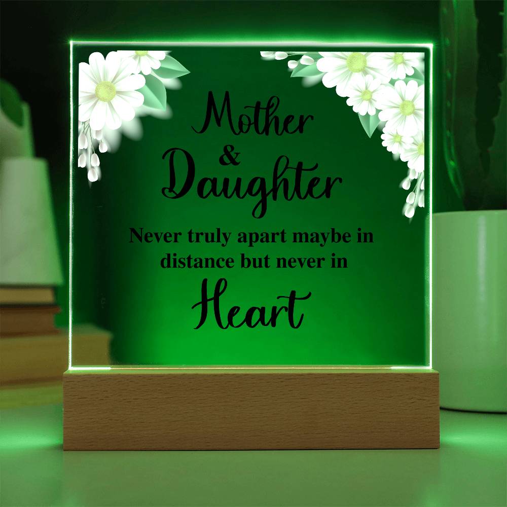 Mother and Daughter Never Truly Apart Printed Square Shaped Acrylic Plaque-Express Your Love Gifts