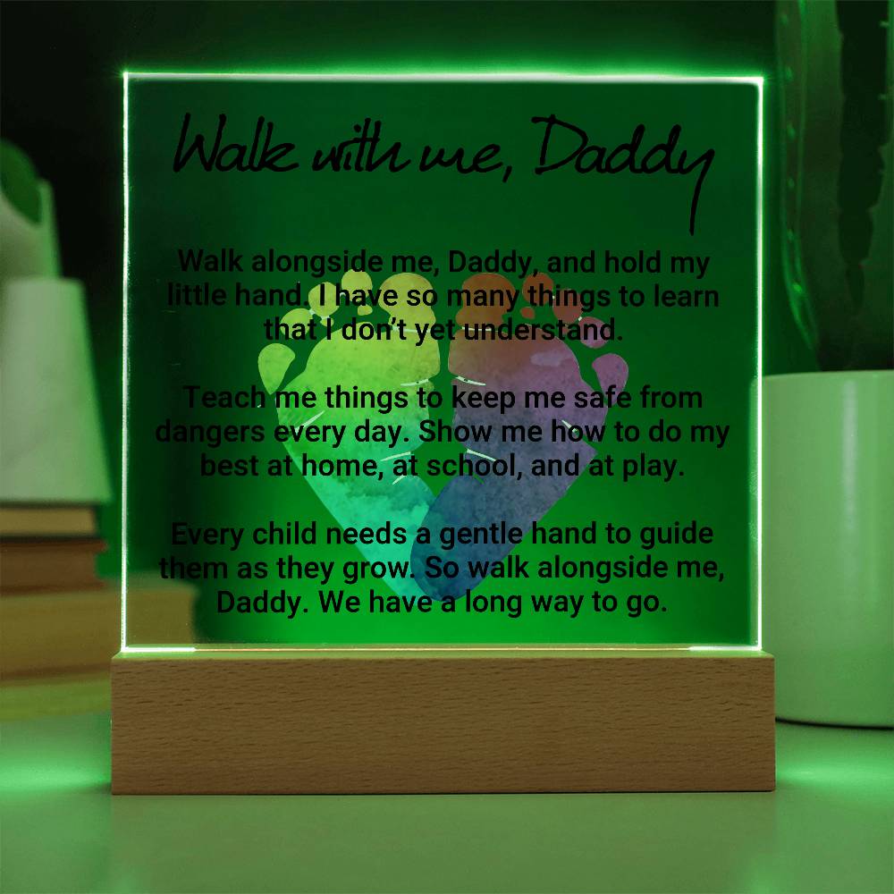 Walk With Me Daddy Printed Square Shaped Acrylic Plaque-Express Your Love Gifts