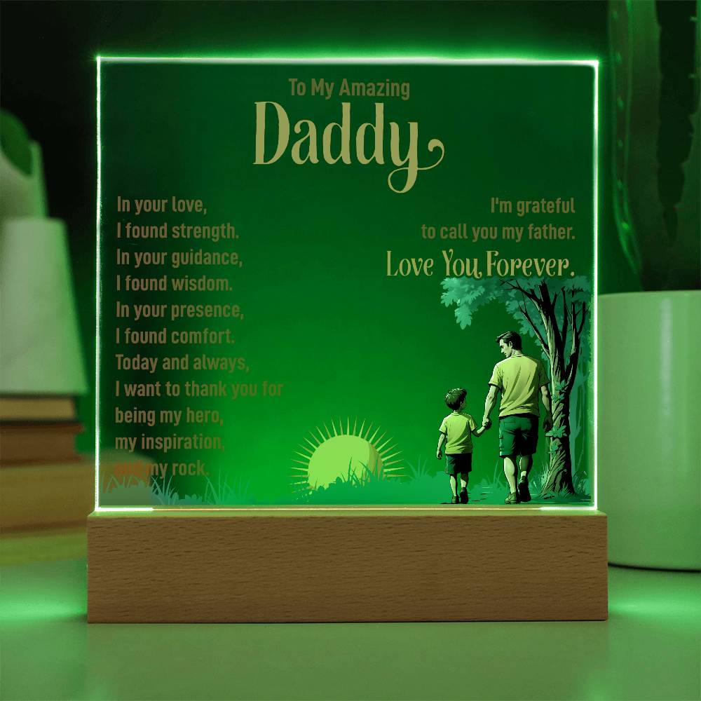 To My Daddy In Your Love Printed Square Shaped Acrylic Plaque-Express Your Love Gifts