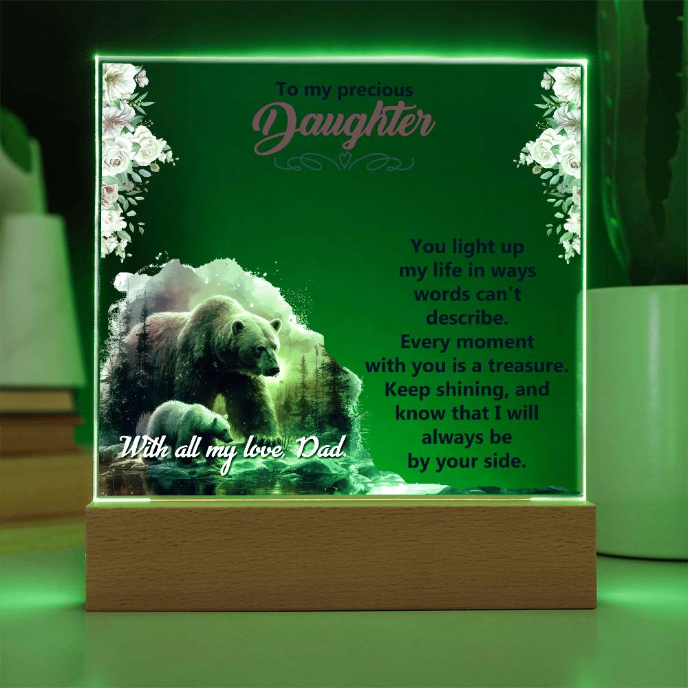 To My Precious Daughter Printed Square Shaped Acrylic Plaque-Express Your Love Gifts