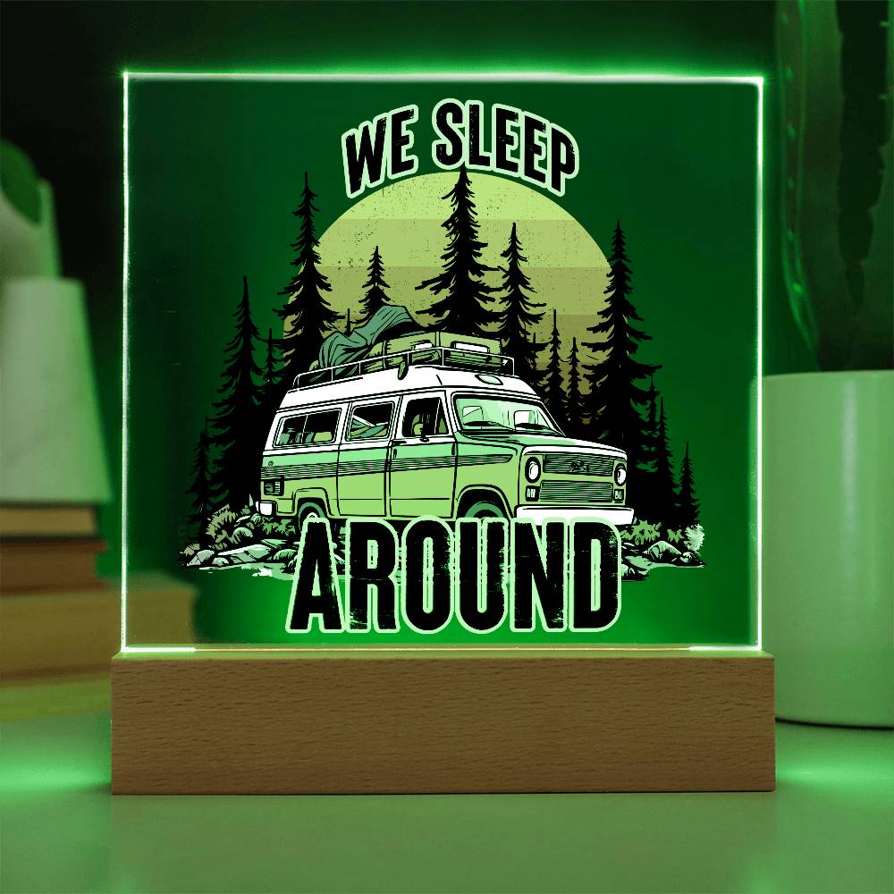 Camping Around Printed Square Shaped Acrylic Plaque-Express Your Love Gifts