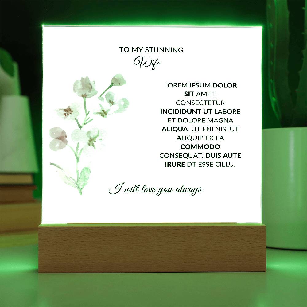 To My Stunning Wife Lorem Ipsum Dolor Printed Square Shaped Acrylic Plaque-Express Your Love Gifts