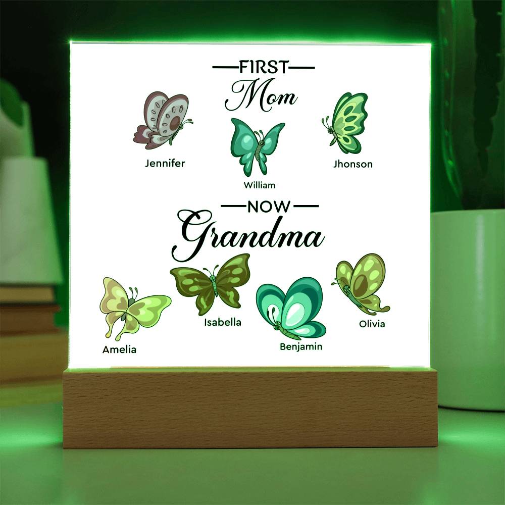 First Mom Now Grandma Printed Square Shaped Acrylic Plaque-Express Your Love Gifts