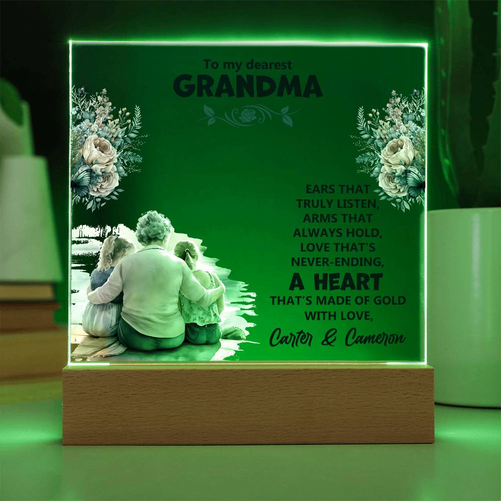 To My Dearest Grandma Printed Square Shaped Acrylic Plaque-Express Your Love Gifts
