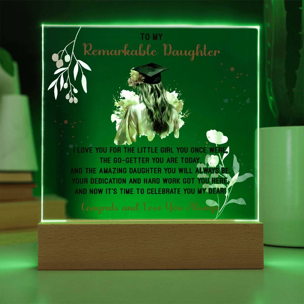 Remarkable Daughter Graduation Printed Square Shaped Acrylic Plaque-Express Your Love Gifts