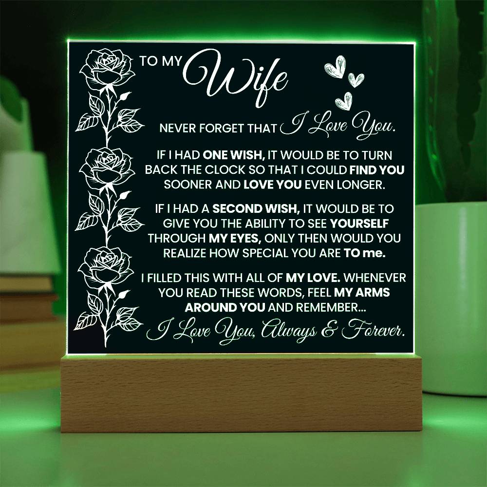To My Wife Never Forget Printed Square Shaped Acrylic Plaque-Express Your Love Gifts