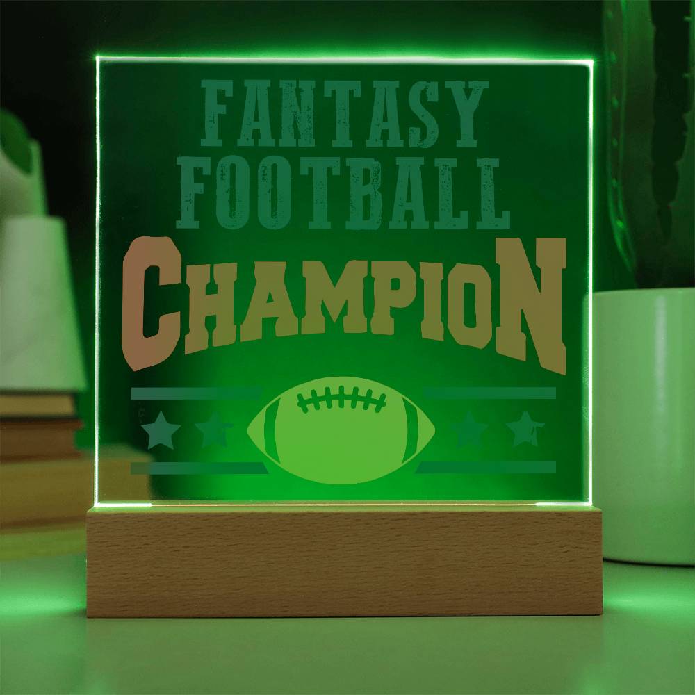 Fantasy Football Champion Printed Square Shaped Acrylic Plaque-Express Your Love Gifts
