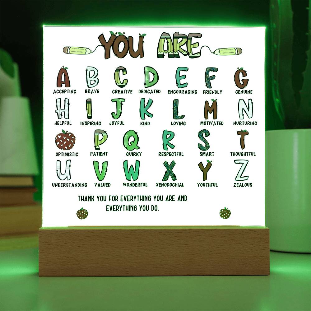 Teacher's ABC Printed Square Shaped Acrylic Plaque-Express Your Love Gifts