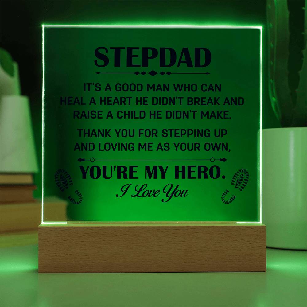 Stepdad A Good Man Printed Square Shaped Acrylic Plaque-Express Your Love Gifts