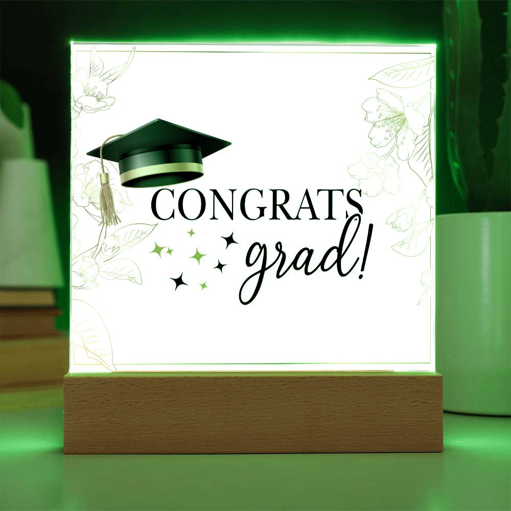 Congrats Grad Printed Square Shaped Acrylic Plaque-Express Your Love Gifts