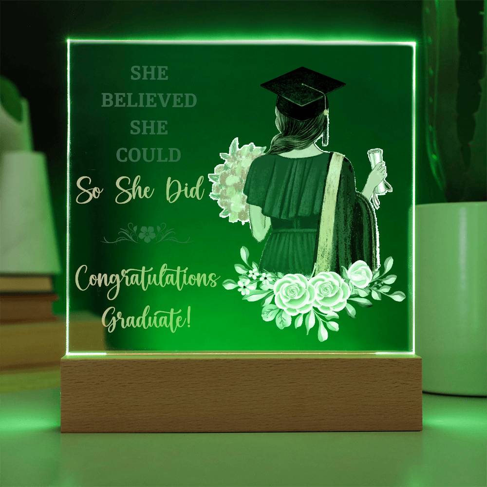 Graduation So She Did Printed Square Shaped Acrylic Plaque-Express Your Love Gifts