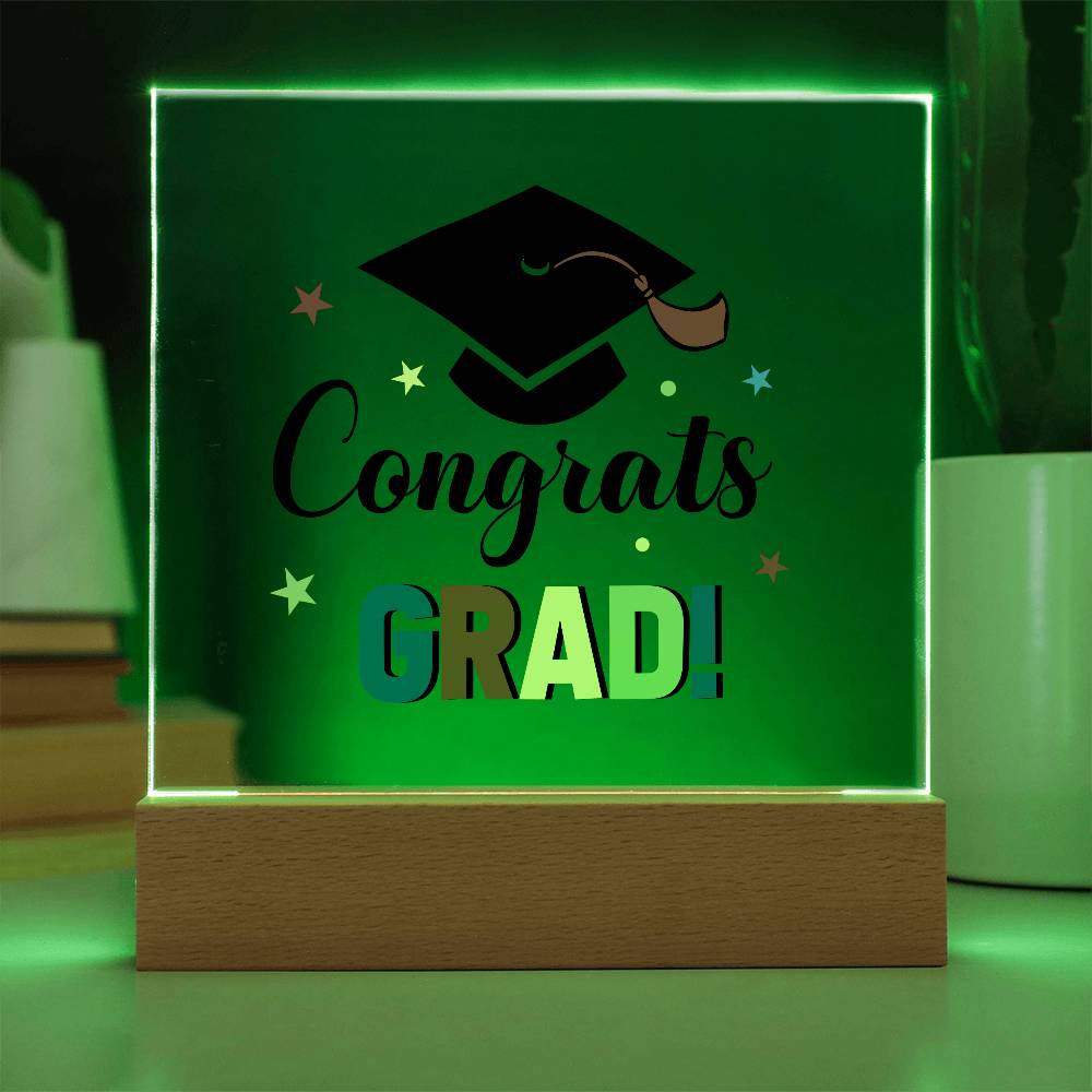 Congrats Grad! Printed Square Shaped Acrylic Plaque-Express Your Love Gifts