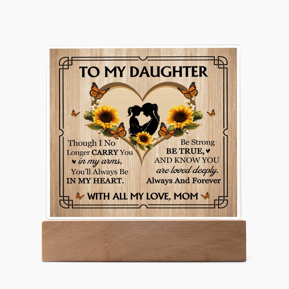 To My Daughter From Mom With All My Love Printed Square Shaped Acrylic Plaque-Express Your Love Gifts