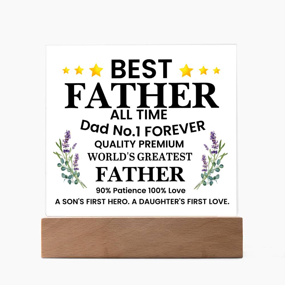 Best Father of All Time Printed Square Shaped Acrylic Plaque-Express Your Love Gifts