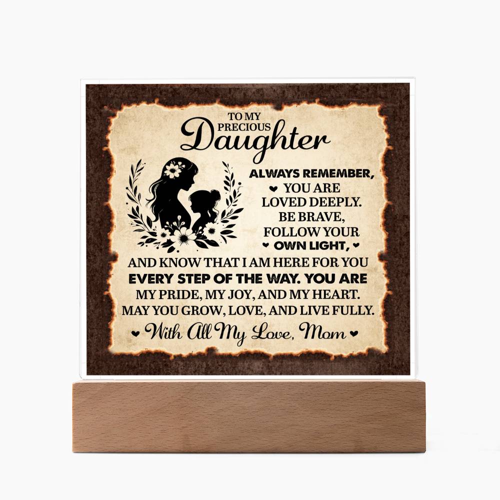 To My Daughter From Mom Always Remember Printed Square Shaped Acrylic Plaque-Express Your Love Gifts
