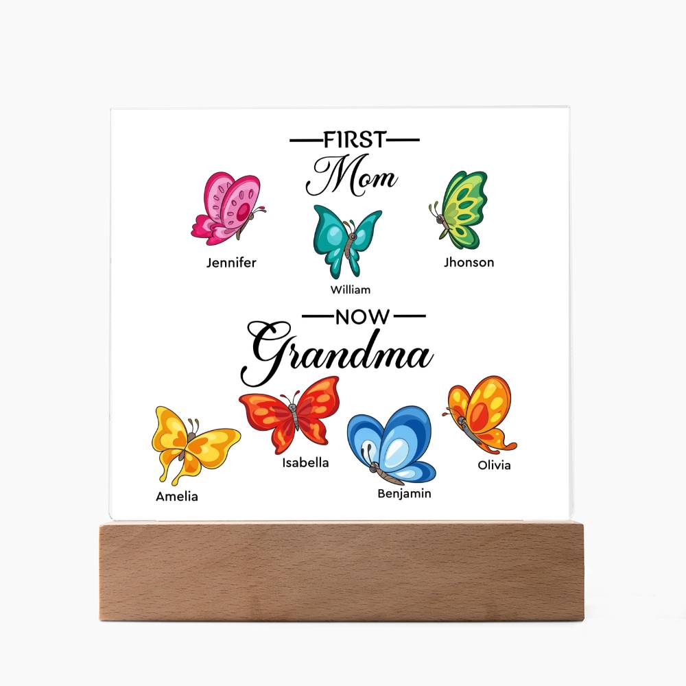First Mom Now Grandma Printed Square Shaped Acrylic Plaque-Express Your Love Gifts