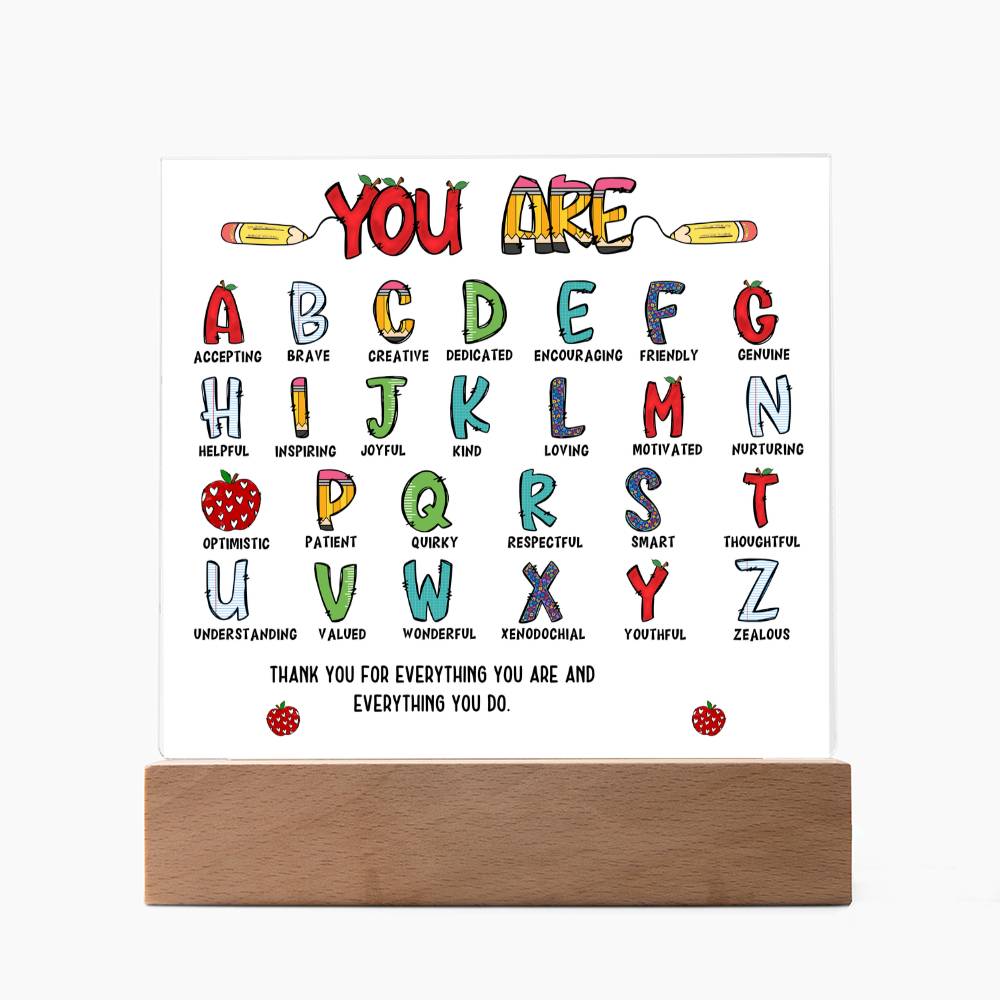 Teacher's ABC Printed Square Shaped Acrylic Plaque-Express Your Love Gifts