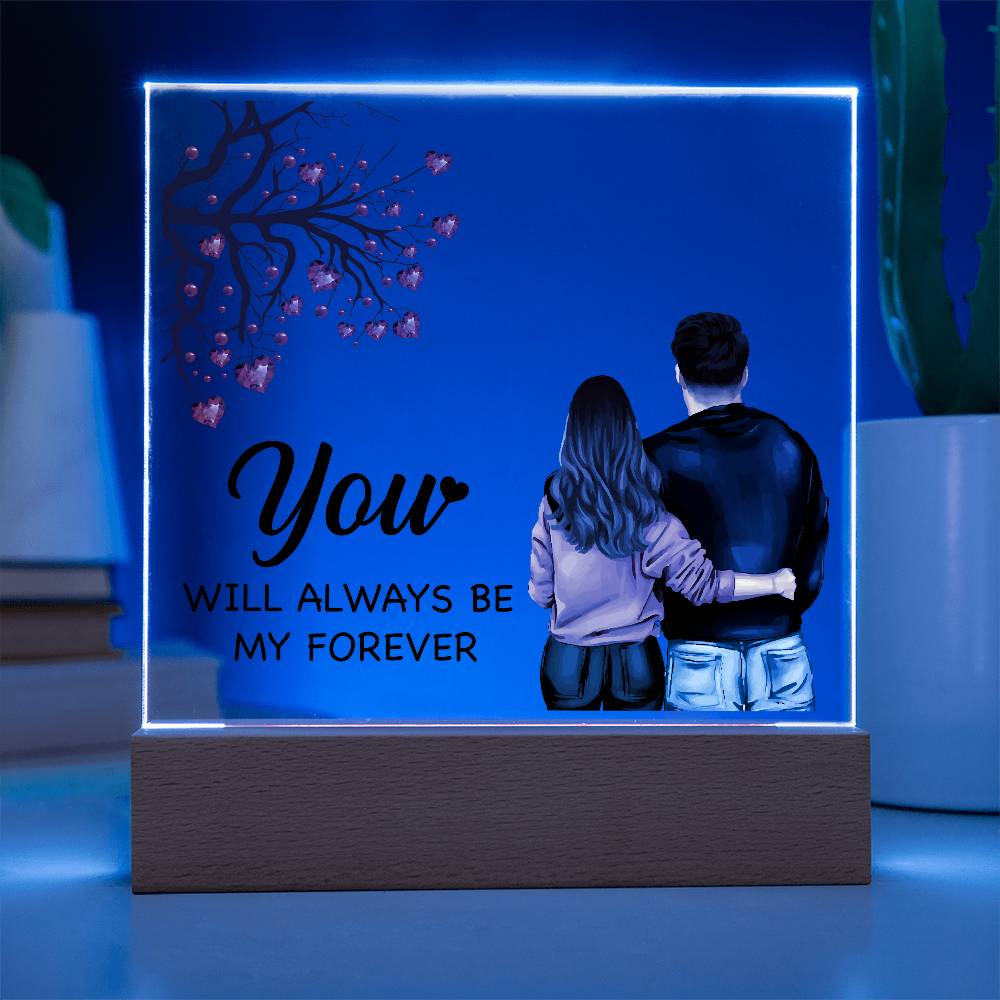 Love My Forever Printed Square Shaped Acrylic Plaque-Express Your Love Gifts