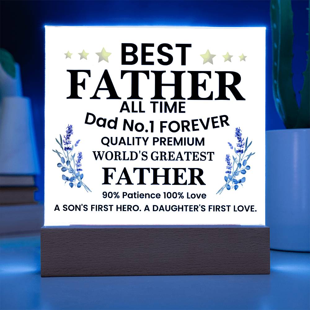 Best Father of All Time Printed Square Shaped Acrylic Plaque-Express Your Love Gifts