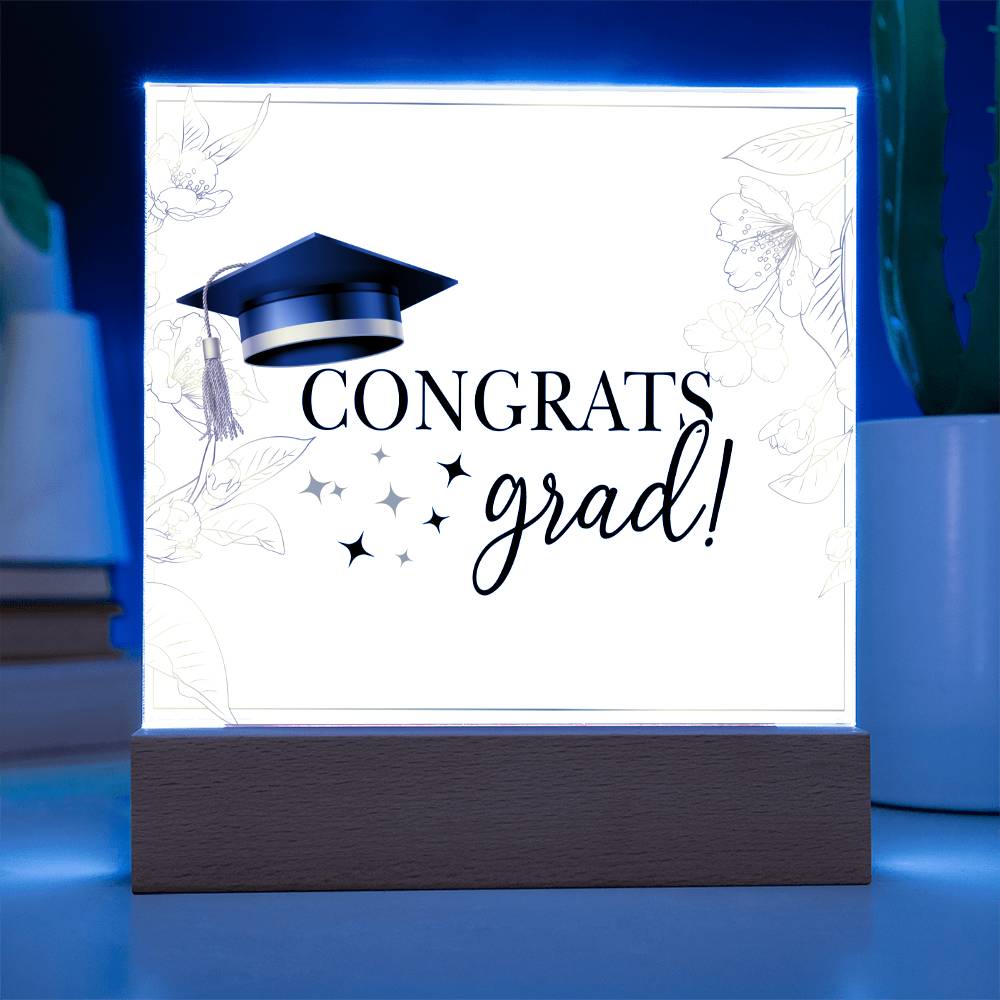 Congrats Grad Printed Square Shaped Acrylic Plaque-Express Your Love Gifts