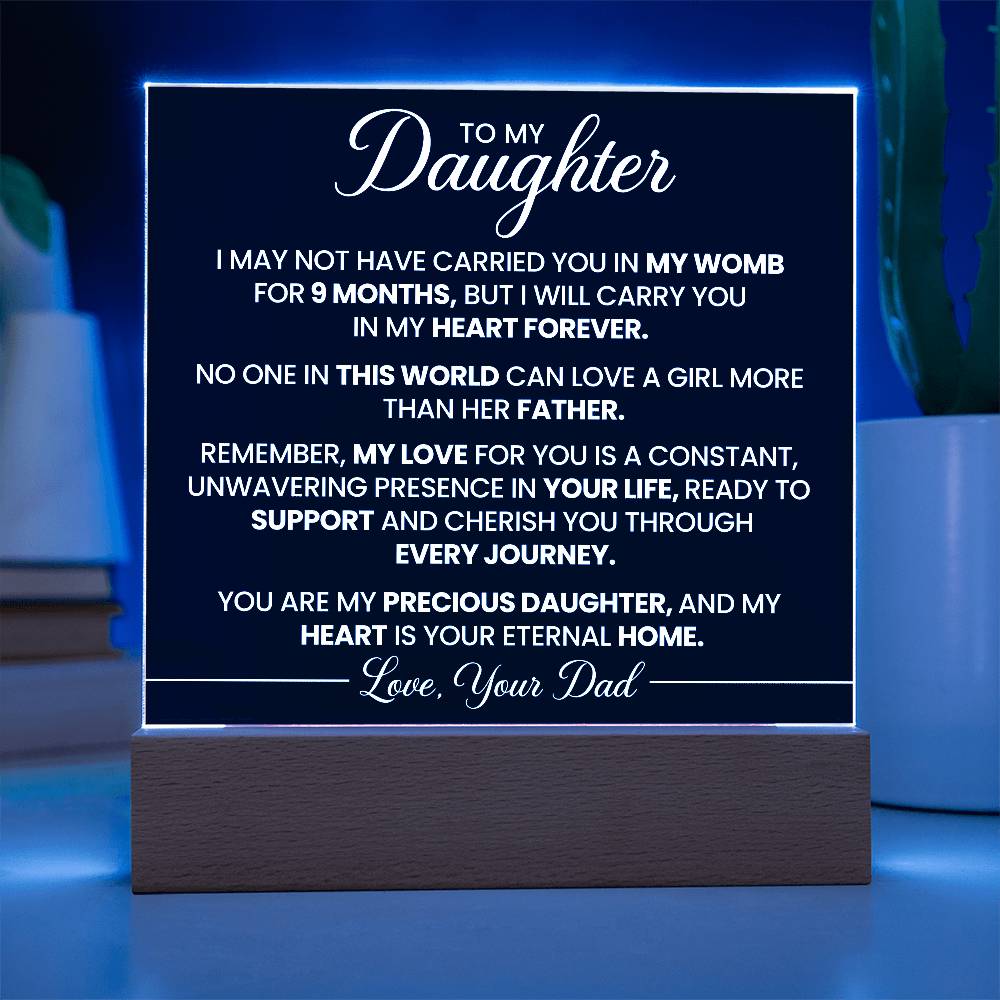 To Daughter From Dad In My Heart Forever Printed Square Shaped Acrylic Plaque-Express Your Love Gifts