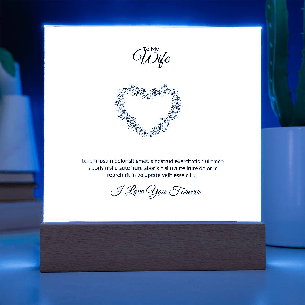 To My Wife Lorem Ipsum Heart Printed Square Shaped Acrylic Plaque-Express Your Love Gifts