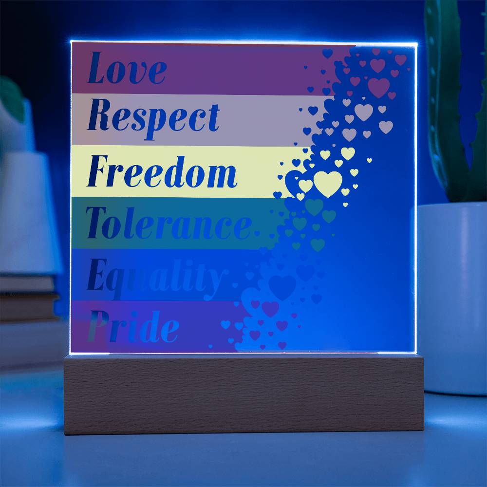 LGBTQLove Respect Fre Printed Square Shaped Acrylic Plaque edom Tolerance Equality Pride-Express Your Love Gifts
