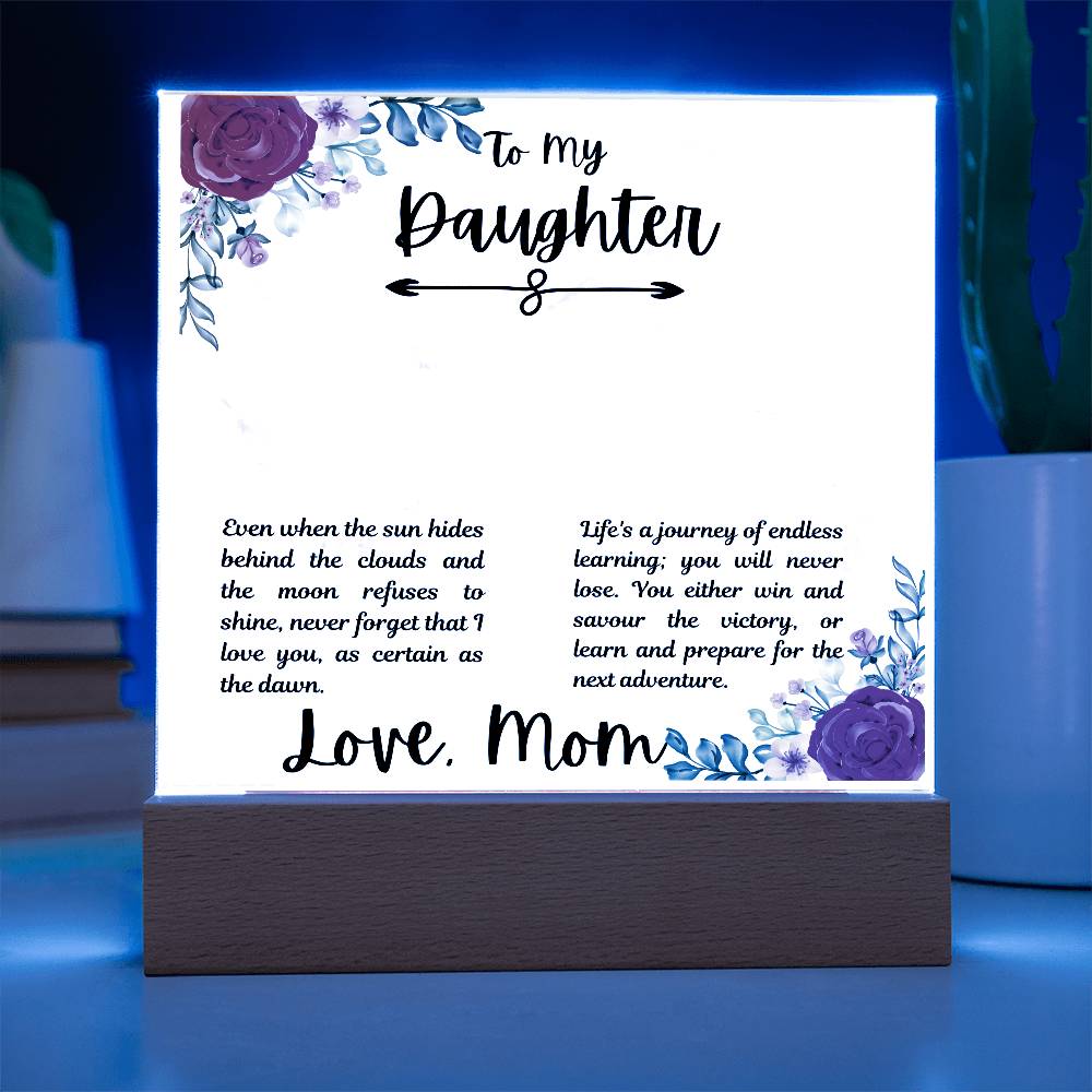 To Daughter From Mom Life's a Journey Printed Square Shaped Acrylic Plaque-Express Your Love Gifts